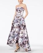 Xscape Strapless Floral-print Ballgown