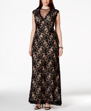 Betsy & Adam Plus Size Illusion Lace Dress