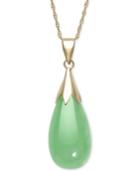 Dyed Jadeite (10 X 20mm) Elongated Teardrop Pendant Necklace In 10k Gold