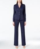 Le Suit Four-button Herringbone Pantsuit