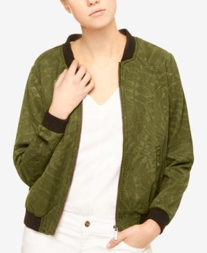 Sanctuary Leaf-print Denim Bomber Jacket