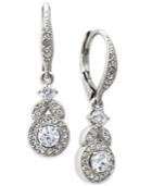Danori Silver-tone Crystal Halo Drop Earrings, Only At Macy's