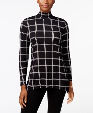 Style & Co Petite Printed Mock-neck Top, Only At Macy's
