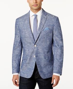Tallia Men's Slim-fit Light Blue Paisley Sport Coat