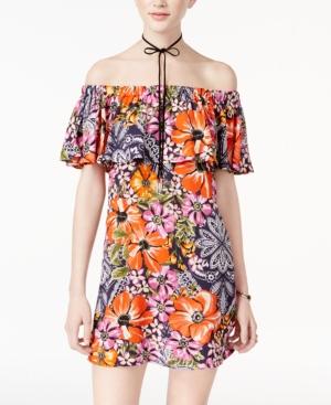 Emerald Sundae Juniors' Off-the-shoulder Shift Dress