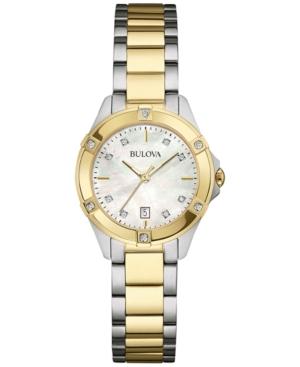 Bulova Women's Diamond-accent Two-tone Stainless Steel Bracelet Watch 28mm 98r217