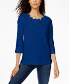 Charter Club Floral-applique Top, Created For Macy's