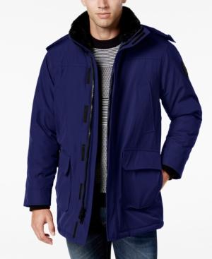 Calvin Klein Men's Faux-fur Collar Parka With Removable Hood