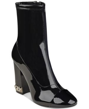 Guess Women's Lylyjo Block-heel Patent Stretch Booties Women's Shoes