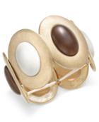 Inc International Concepts Gold-tone Oval Cabachon Neutral Smooth Stone Statement Stretch Bracelet, Only At Macy's