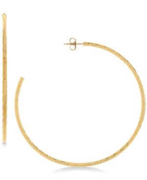 Textured Skinny Hoop Earrings In 14k Gold