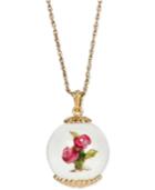 Betsey Johnson Gold-tone Glittery Flowers In A Globe Pendant Necklace