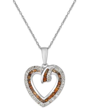 White And Red Diamond Heart Pendant Necklace (3/8 Ct. T.w.) In 10k White Gold