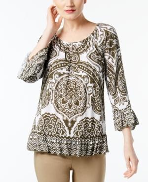 I.n.c. Printed Peasant Top, Created For Macy's