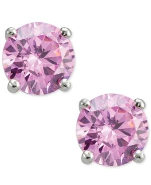 Giani Bernini Pink Cubic Zirconia Round Stud Earrings In Sterling Silver, Only At Macy's