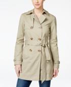 Tahari Eyelet-back Double-breasted Trench Coat