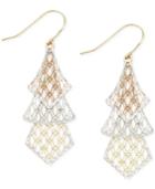 Tri-tone Tiered Chandelier Earrings In 14k Gold