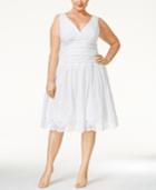 Sl Fashions Plus Size V-neck Lace-hem A-line Dress