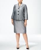 Le Suit Plus Size Three-button Herringbone Skirt Suit