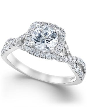 X3 Certified Diamond Twist Shank Ring In 18k White Gold (1-1/2 Ct. T.w.)
