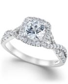 X3 Certified Diamond Twist Shank Ring In 18k White Gold (1-1/2 Ct. T.w.)