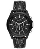 Ax Armani Exchange Men's Chronograph Drexler Black Leather Logo Strap Watch 44mm