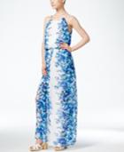 City Studios Juniors' Floral-print Halter Maxi Dress