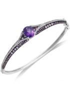 Sterling Silver Bracelet, Amethyst (5-1/8 Ct. T.w.) And White Topaz (3/4 Ct. T.w.) Pave Bangle