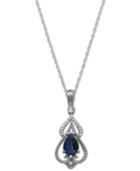 Sapphire (7/8 Ct. T.w.) And Diamond Accent Pendant Necklace In 14k White Gold