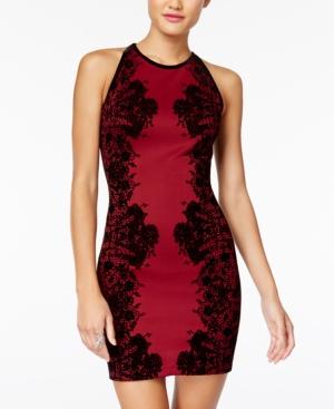 B Darlin Juniors' Flocked Velvet Bodycon Dress