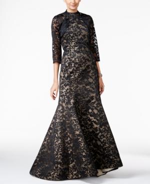 B Michael Lace Mermaid Halter Gown And Bolero
