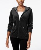 Karen Scott Petite Embellished Velour Hoodie, Only At Macy's
