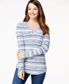 Style & Co. Petite Striped V-neck Sweater, Only At Macy's