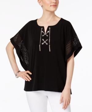 Jm Collection Chain Lace-up Poncho, Only At Macy's