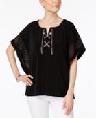 Jm Collection Chain Lace-up Poncho, Only At Macy's