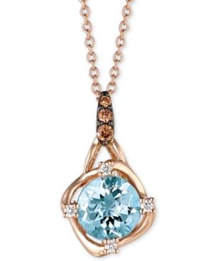 Le Vian Aquamarine (9/10 Ct. T.w.) & Diamond Accent 18 Pendant Necklace In 14k Rose Gold