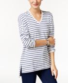 Style & Co Petite Striped Hooded Top, Only At Macy's