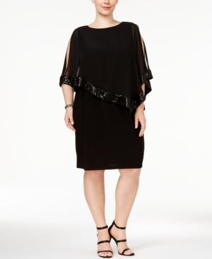 Msk Plus Size Embellished Cape Dress