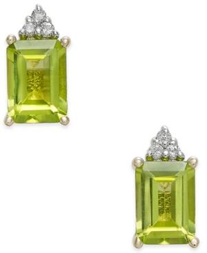 Peridot (2-1/10 Ct. T.w.) & Diamond Accent Stud Earrings In 14k Gold
