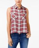 Polly & Esther Juniors' Plaid Sleeveless Button-front Shirt