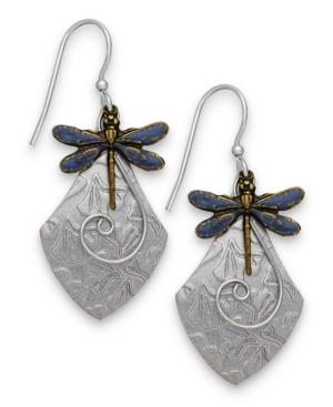 Jody Coyote Blue Patina And Dragonfly Drop Earrings
