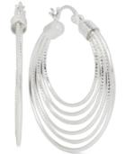 Touch Of Silver Multi Row Hoop Earring In Silver Plated Brass