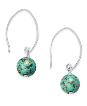 Jody Coyote Blue Resin Bead Threader Earrings In Sterling Silver