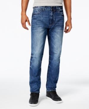 Sean John Men's Hamilton Indigo Crackle Wash Tapered Jeans