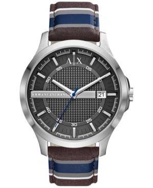 Ax Armani Exchange Men's Blue Stripe Fabric Strap Watch 46mm Ax2196