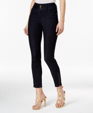 Thalia Sodi Indigo Wash Faux-leather-trim Jeans, Only At Macy's