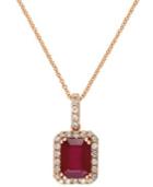 Effy Ruby (1-1/2 Ct. T.w) And Diamond (1/4 Ct. T.w) Pendant Necklace In 14k Rose Gold