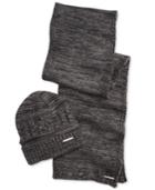 Sean John Men's Multi-knit Cuffed Beanie And Scarf Set