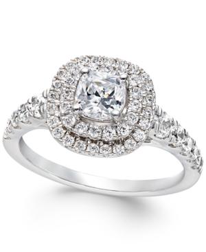 Certified Diamond Halo Engagement Ring In 14k White Gold (1-1/2 Ct. T.w.)