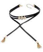 Thalia Sodi Gold-tone Crystal Black Faux Suede Choker Necklace, Only At Macy's